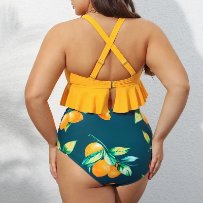 Women's High Waist Ruffled Plus Size Bikini Set - Cupshe 3 Women's High Waist Ruffled Plus Size Bikini Set - Cupshe - Image 3