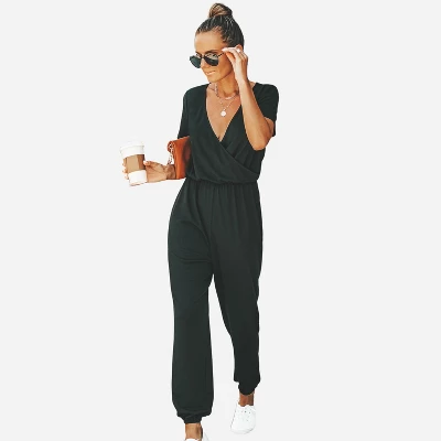 Women's Short Sleeve Wrap Loose Long Romper Jumpsuit - Cupshe 4 Women's Short Sleeve Wrap Loose Long Romper Jumpsuit - Cupshe - Image 4