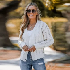 Women's Cable Knit Button-Front Cardigan - Cupshe -BLAZER GUEST cc074ce5 39b3 4abc 99d5 7306dd5bfe40