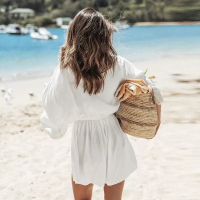 Women's Drawstring Waist Tassel Cover-Up Romper - Cupshe 3 Women's Drawstring Waist Tassel Cover-Up Romper - Cupshe - Image 3