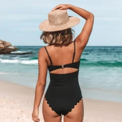 Women's Cutout Scallop Trim One Piece Swimsuit -Cupshe -BLAZER GUEST ceaf0588 20ff 4ea8 8813 ad580ae1bbbb