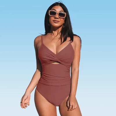 Women's Twist Front Cutout One Piece Swimsuit -Cupshe 10 Women's Twist Front Cutout One Piece Swimsuit -Cupshe - Image 10