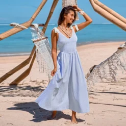 Women's Breezy Striped Maxi Dress For Beach Getaways - Cupshe -BLAZER GUEST cf3e953a cf4d 4c9f 9d3a 5508e3c8aaf1