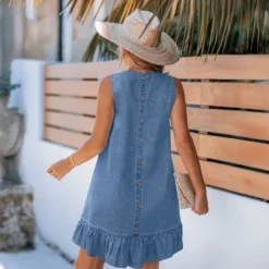 Women's Casual Denim Mini Dress With Ruffle Trim- Cupshe -BLAZER GUEST cf480a34 04da 4ac4 8ca2 3c1d70cbe9be