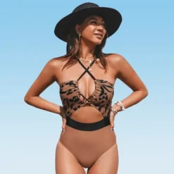 Women's Cutout One Piece Crisscross Front Drawstring Bathing Suit- Cupshe -BLAZER GUEST cf8a2dc4 33b7 4ae3 8b9d 0acdf4819bda