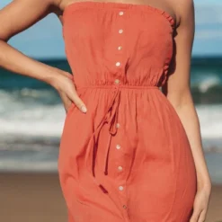 Women's Drawstring Ruffled Maxi Tube Dress - Cupshe -BLAZER GUEST d146d9c4 1784 4ff9 b40e 39144ecb2962