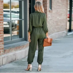 CUPSHE Women's Dark Forest Green Button-Front Jumpsuit 7 CUPSHE Women's Dark Forest Green Button-Front Jumpsuit -BLAZER GUEST d245d0c6 80a1 436e 852f a1e5cdb20274