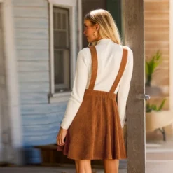 Women's Chic Corduroy Pinafore Orange Mini Dress - Cupshe -BLAZER GUEST d4072edd 1152 44c6 97bf 1ac19eff76af