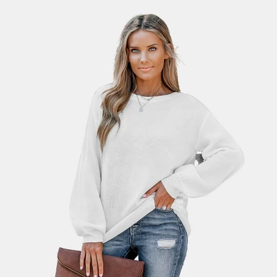 Women's Ivory Puff Sleeve Sweater - Cupshe 6 Women's Ivory Puff Sleeve Sweater - Cupshe - Image 6