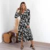Women's Elegant Floral Print Wrap Bow Tie Maxi Dress - Cupshe