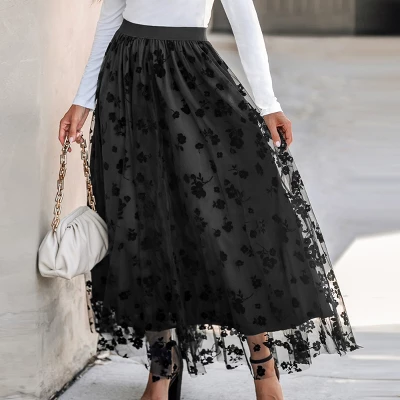 Women's Floral Embroidery Mesh High Waist Skirt - Cupshe 1 Women's Floral Embroidery Mesh High Waist Skirt - Cupshe