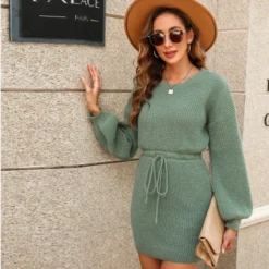 Women's Drawstring Sweater Dress - Cupshe
