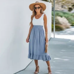 Women's Ruffled Scoop Neck A-shape Dress - Cupshe -BLAZER GUEST d64baaa6 db68 4e65 ae67 c3d1caa71114