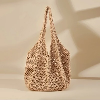 Women's Beachwear Knit Neutral Crochet Mesh Tote Bag - Cupshe 1 Women's Beachwear Knit Neutral Crochet Mesh Tote Bag - Cupshe