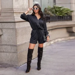 Women's Drawstring Half-Zip Long Sleeve Romper - Cupshe -BLAZER GUEST d6b24d39 1b6d 49b0 bd36 e75a2b346240