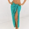 Women's Pom Pom Trim Tie Side Cover-Up Sarong - Cupshe