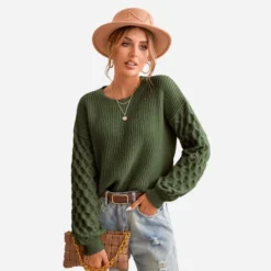 Women's Long Sleeve Honeycomb Knit Pullover Sweater - Cupshe -BLAZER GUEST d784156f 0bfc 411b 96fe 2b60dedfd61e