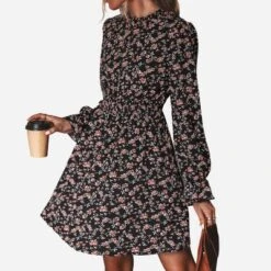 Women's Ditsy Floral Long Sleeve A-Line Mini Dress Smocked Dress - Cupshe - Black -BLAZER GUEST d7aac658 4baf 4864 9f80 144f3f6f1b37
