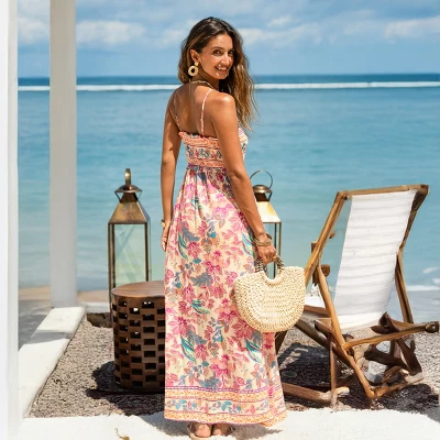 Women's Vibrant Floral Print Maxi Dress With Smocked Bodice - Cupshe 3 Women's Vibrant Floral Print Maxi Dress With Smocked Bodice - Cupshe - Image 3