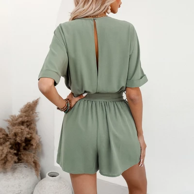 Women's Belted Boat Neck Romper -Cupshe 2 Women's Belted Boat Neck Romper -Cupshe - Image 2