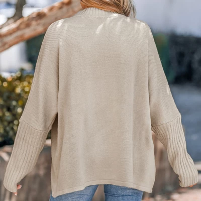 Women's Rib Turtleneck Long Sleeve Sweater - Cupshe 3 Women's Rib Turtleneck Long Sleeve Sweater - Cupshe - Image 3