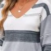 Women's Striped Colorblock V-Neck Sweater - Cupshe