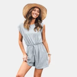Women's Knit Drawstring Romper - Cupshe -BLAZER GUEST dc36d5a2 054a 49ea 9fe7 8231df3a57cd