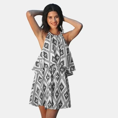 Women's Geo Print Flounce Halter Romper - Cupshe 5 Women's Geo Print Flounce Halter Romper - Cupshe - Image 5