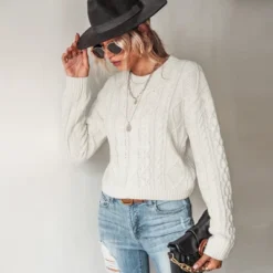 Women's Cable Knit Drop Shoulder Sweater - Cupshe -BLAZER GUEST dc4e6073 6e9c 470d b7b6 4f712e01e9ee