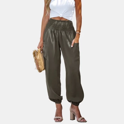 Women's Smocked High Waist Ruched Joggers - Cupshe 8 Women's Smocked High Waist Ruched Joggers - Cupshe - Image 8