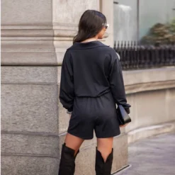 Women's Drawstring Half-Zip Long Sleeve Romper - Cupshe -BLAZER GUEST dda88567 2950 4ec6 a2a2 b19672275f14