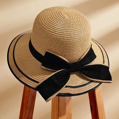Women's Chic Black Bow Embellished Straw Sun Hat - Cupshe 5 Women's Chic Black Bow Embellished Straw Sun Hat - Cupshe - Image 5