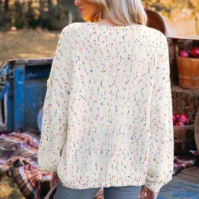 Women's Rainbow Pom Pom Drop Sleeve Sweater - Cupshe 4 Women's Rainbow Pom Pom Drop Sleeve Sweater - Cupshe - Image 4