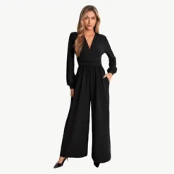 Women's Elegant Black Front Wrap Jumpsuit - Cupshe -BLAZER GUEST de3e2814 307d 4bcd b12c de7ab532f36a