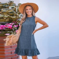 Women's Charming Chambray Back Tie Ruffle Dress - Cupshe -BLAZER GUEST e154d9d6 b41e 4814 965e 83a8ecf6e327