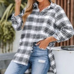 Women's Plaid Button-Front Flannel Shirt - Cupshe -BLAZER GUEST e19b2846 2641 425e a651 3c646705d0dd