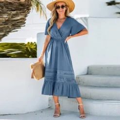 Women's Ruffled Lace-Trim Midi Dress - Cupshe -BLAZER GUEST e1d1e256 ab6a 49ab 8d97 49d69e3441b6