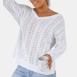 Women's Pointelle Knit Twisted-Back Sweater - Cupshe 11 Women's Pointelle Knit Twisted-Back Sweater - Cupshe -BLAZER GUEST e24cd399 19d6 40d6 9826 ae3bb69916d1