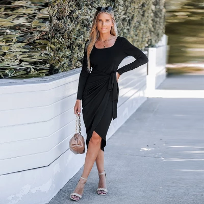 Women's Onyx Belted Wrap Midi Dress - Cupshe 4 Women's Onyx Belted Wrap Midi Dress - Cupshe - Image 4