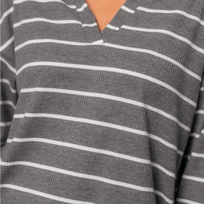 Women's Grey Lounge Wear Striped Pajama Set - Cupshe 5 Women's Grey Lounge Wear Striped Pajama Set - Cupshe - Image 5