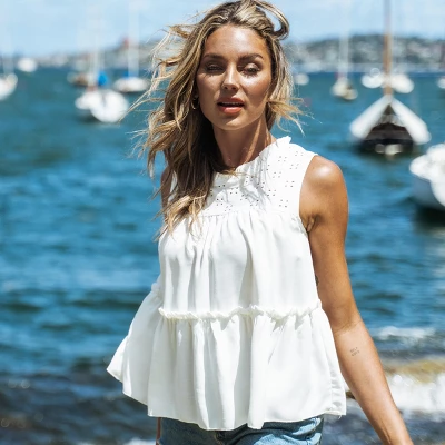 Women's Eyelet Ruffled Tank Top - Cupshe 2 Women's Eyelet Ruffled Tank Top - Cupshe - Image 2