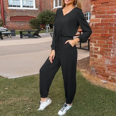 Women's Cutout V-Neck Jogger Jumpsuit - Cupshe 2 Women's Cutout V-Neck Jogger Jumpsuit - Cupshe - Image 2