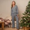Women's Grey Lounge Wear Striped Pajama Set - Cupshe