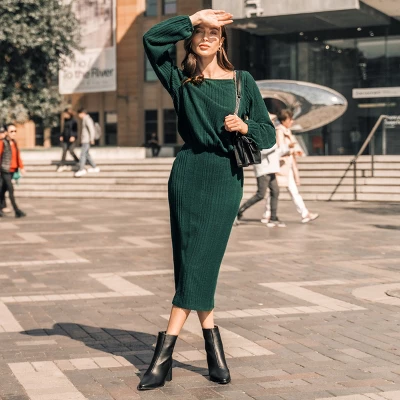 Women's Emerald Ribbed Midi Dress - Cupshe 6 Women's Emerald Ribbed Midi Dress - Cupshe - Image 6