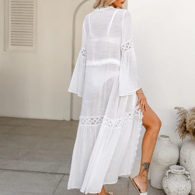 Women's Lace Long Sleeves Duster Cover-Up - Cupshe 1 Women's Lace Long Sleeves Duster Cover-Up - Cupshe