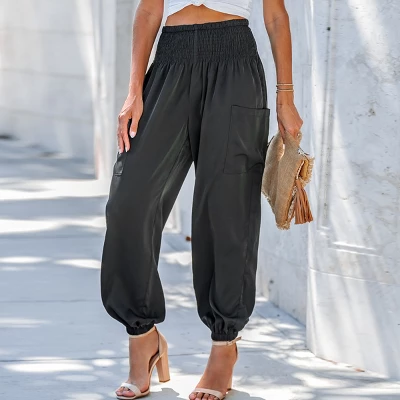 Women's Smocked High Waist Ruched Joggers - Cupshe 4 Women's Smocked High Waist Ruched Joggers - Cupshe - Image 4