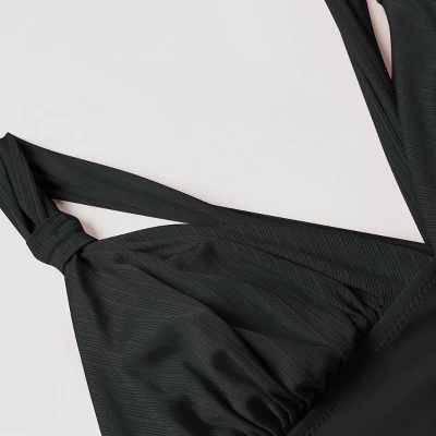 Women's Black V Neck One Piece Swimsuit Cutout Back Crisscross Bathing Suit -Cupshe -Black 2 Women's Black V Neck One Piece Swimsuit Cutout Back Crisscross Bathing Suit -Cupshe -Black - Image 2