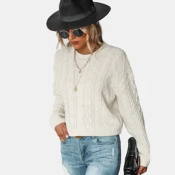 Women's Cable Knit Drop Shoulder Sweater - Cupshe -BLAZER GUEST e8623213 5d4d 43e4 9b4c ad450437319f