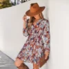 Women's Floral Print Peasant Sleeve A-line Mini Dress - Cupshe