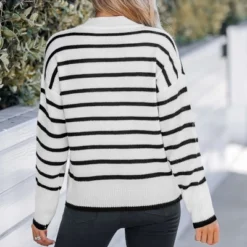 Women's Striped Turtleneck Drop Sleeve Sweater - Cupshe -BLAZER GUEST e96a287e d931 4fde bb56 2f55dbafdf59